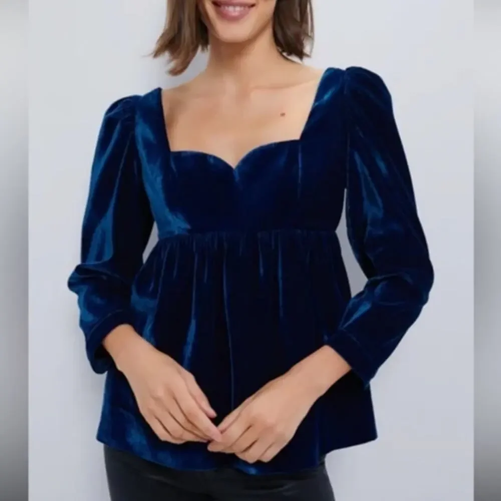 Tuckernuck Hyacinth House Sue Blouse S Velvet Regency Sweetheart Puff Sleeve